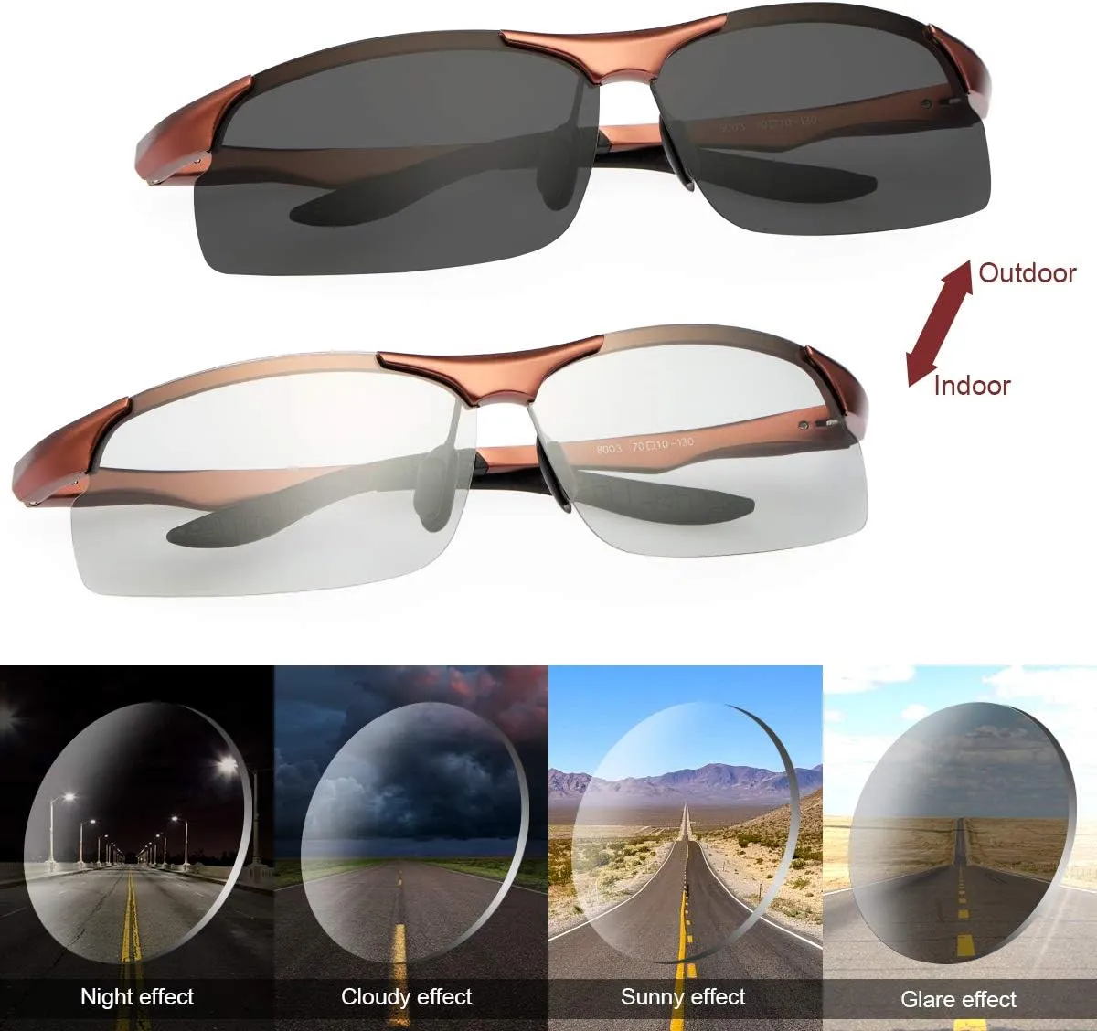 Polarized Photochromic Driving z87 Sunglasses for Men Day Night Safety Glasses