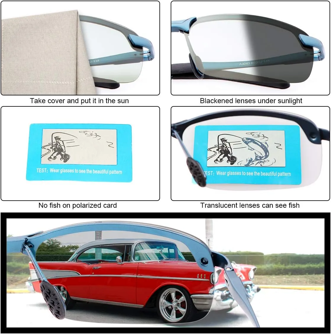 Polarized Photochromic Sunglasses for Men - UV Protection and Lightweight Sun Glasses for Driving Fishing