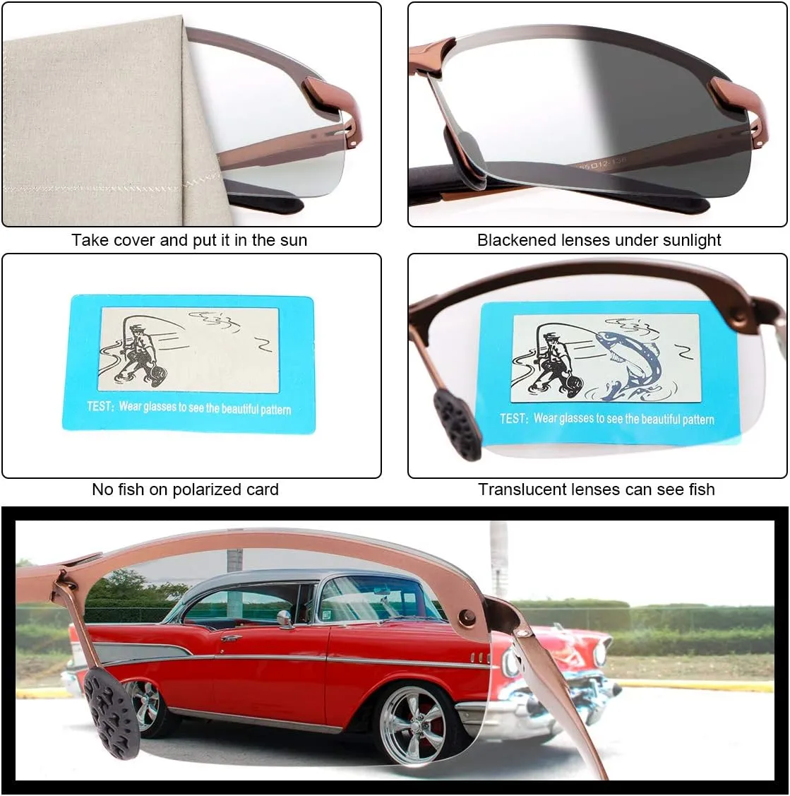 Polarized Photochromic Sunglasses for Men - UV Protection and Lightweight Sun Glasses for Driving Fishing