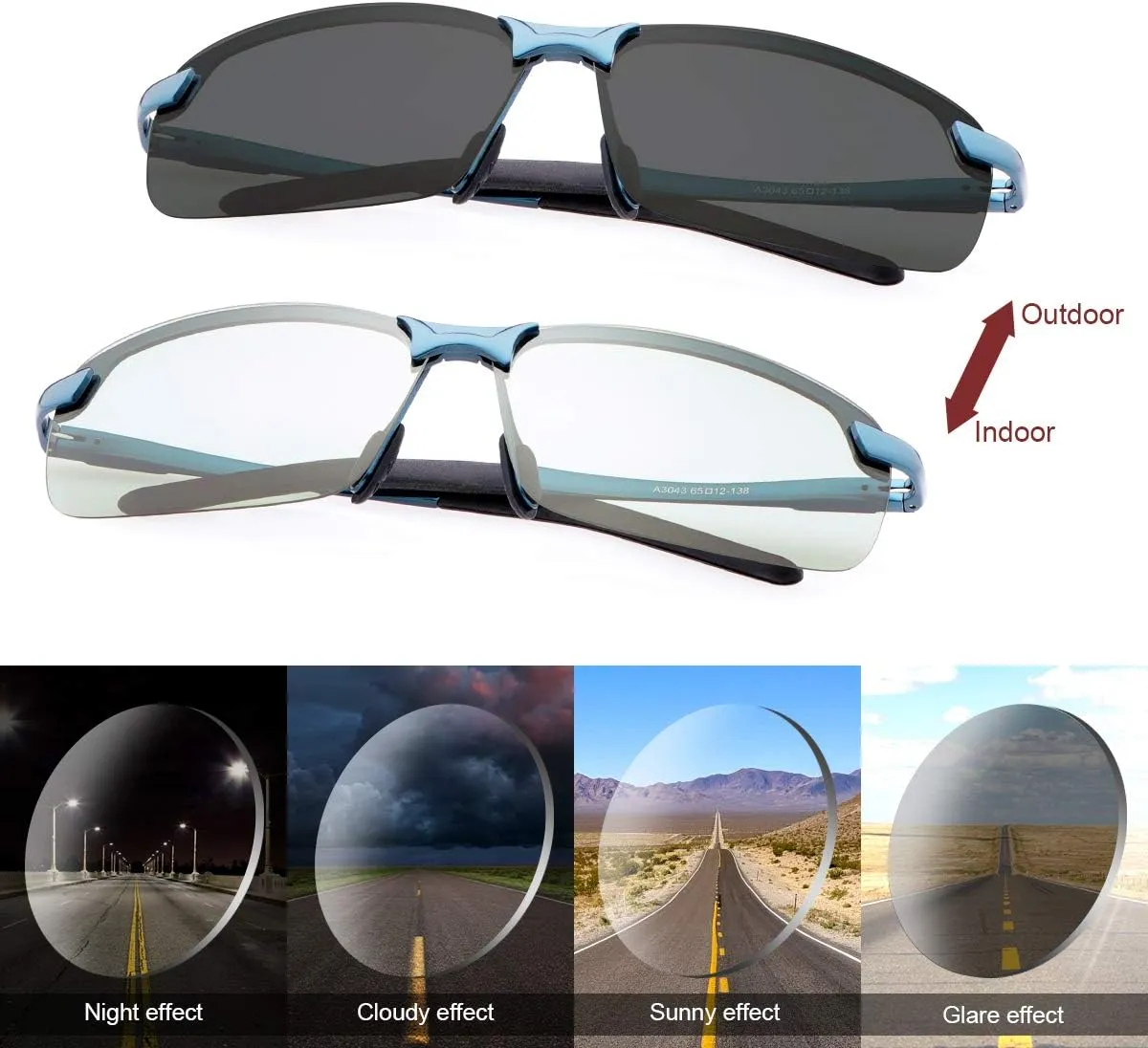 Polarized Photochromic Sunglasses for Men - UV Protection and Lightweight Sun Glasses for Driving Fishing