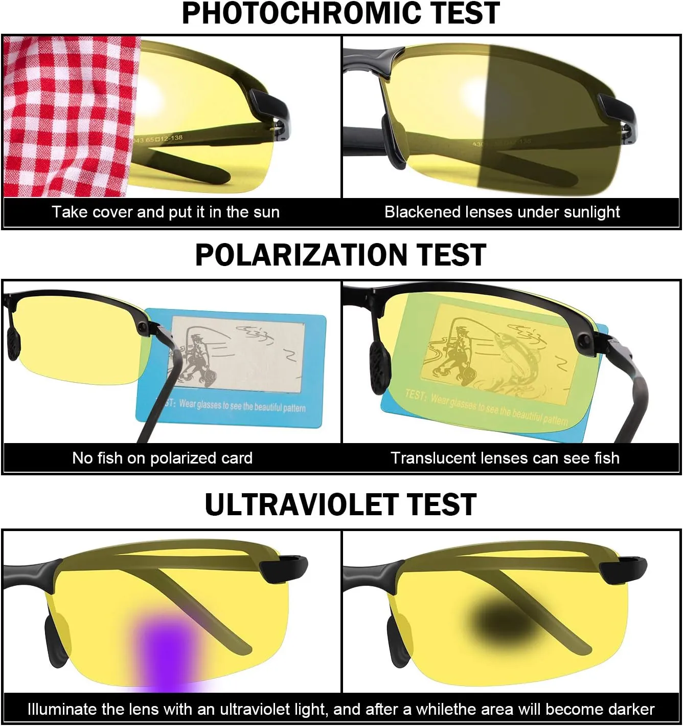 Polarized Photochromic Sunglasses for Men - UV Protection and Lightweight Sun Glasses for Driving Fishing