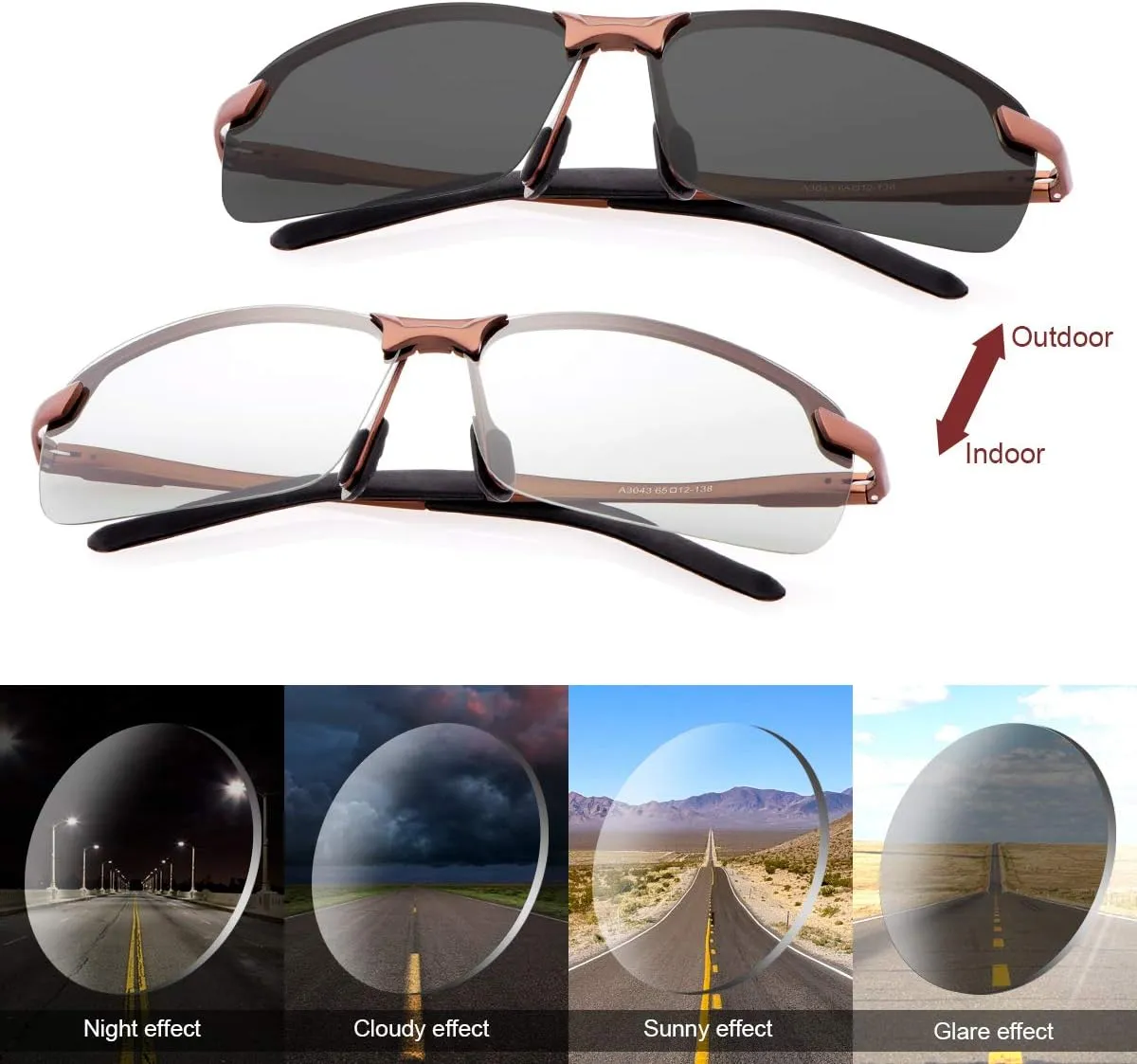 Polarized Photochromic Sunglasses for Men - UV Protection and Lightweight Sun Glasses for Driving Fishing