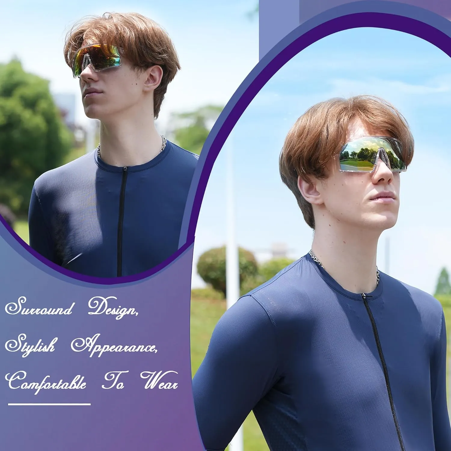 Polarized Sports Sunglasses for Men Women, Cycling Glasses UV Protection Mountain Biking Glasses for Fishing Running