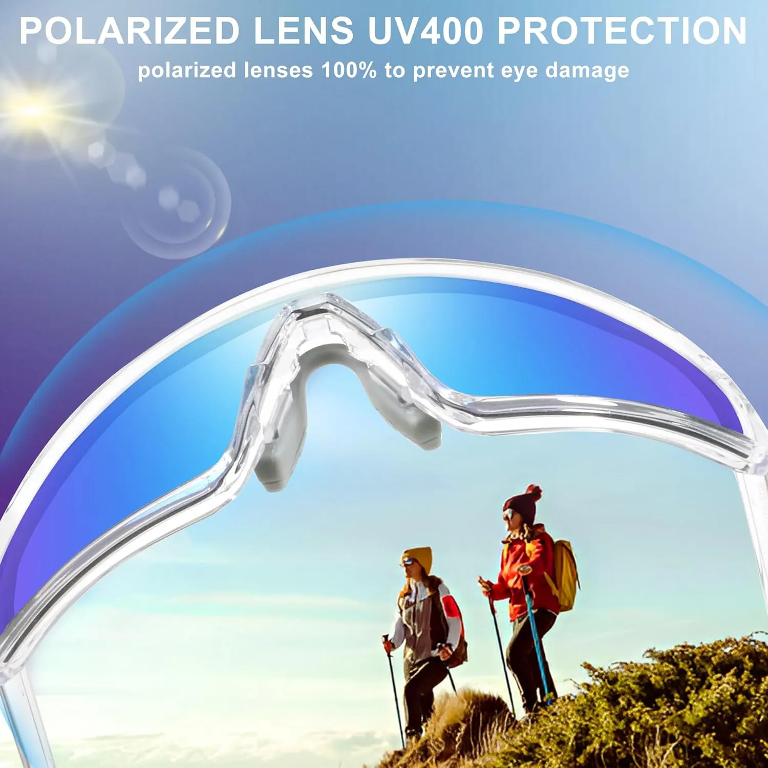 Polarized Sports Sunglasses for Men Women, Cycling Glasses UV Protection Mountain Biking Glasses for Fishing Running