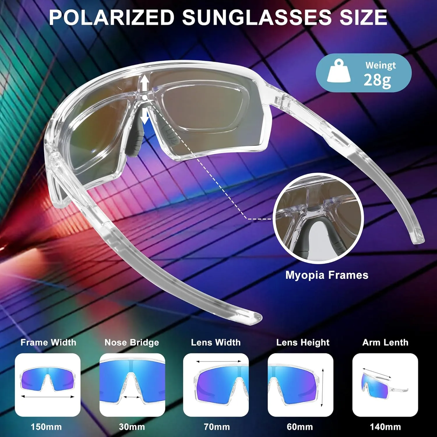Polarized Sports Sunglasses for Men Women, Cycling Glasses UV Protection Mountain Biking Glasses for Fishing Running