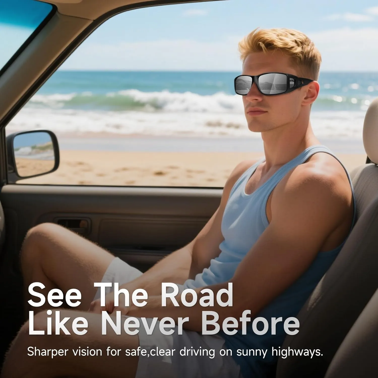 Polarized Sunglasses Fit Over Glasses for Men Women, Wrap-around Driving Sunglasses 100% UV Protection