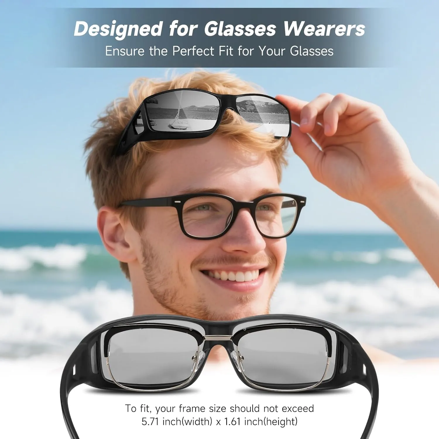Polarized Sunglasses Fit Over Glasses for Men Women, Wrap-around Driving Sunglasses 100% UV Protection