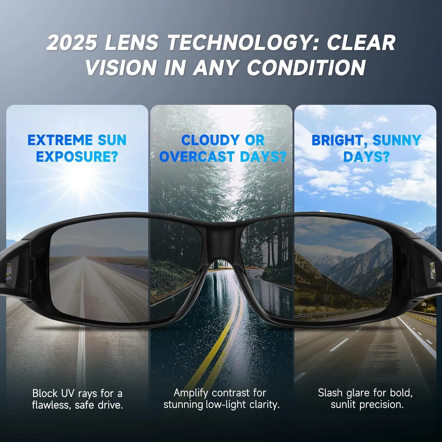 Polarized Sunglasses Fit Over Glasses for Men Women, Wrap-around Driving Sunglasses 100% UV Protection