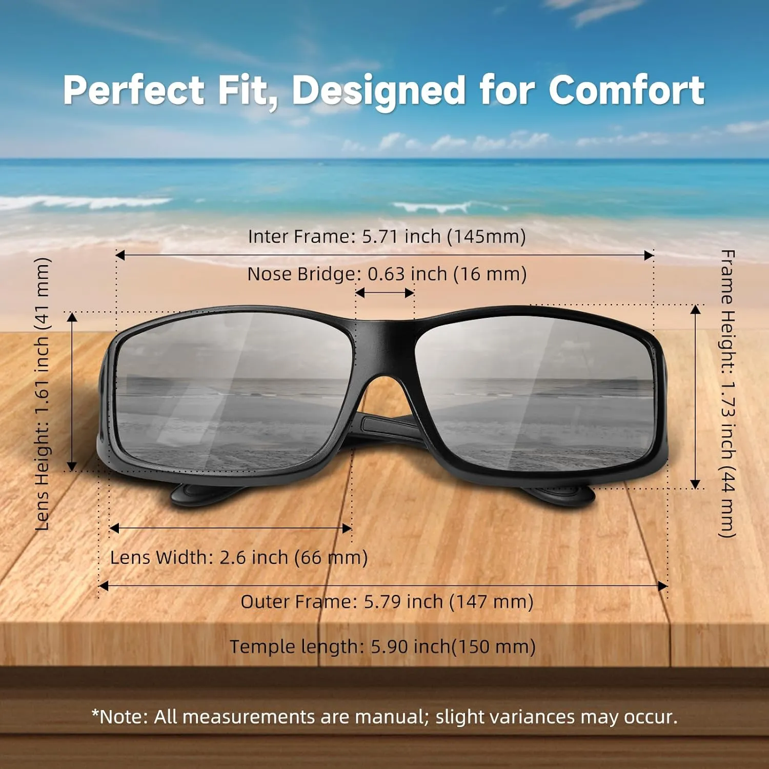 Polarized Sunglasses Fit Over Glasses for Men Women, Wrap-around Driving Sunglasses 100% UV Protection