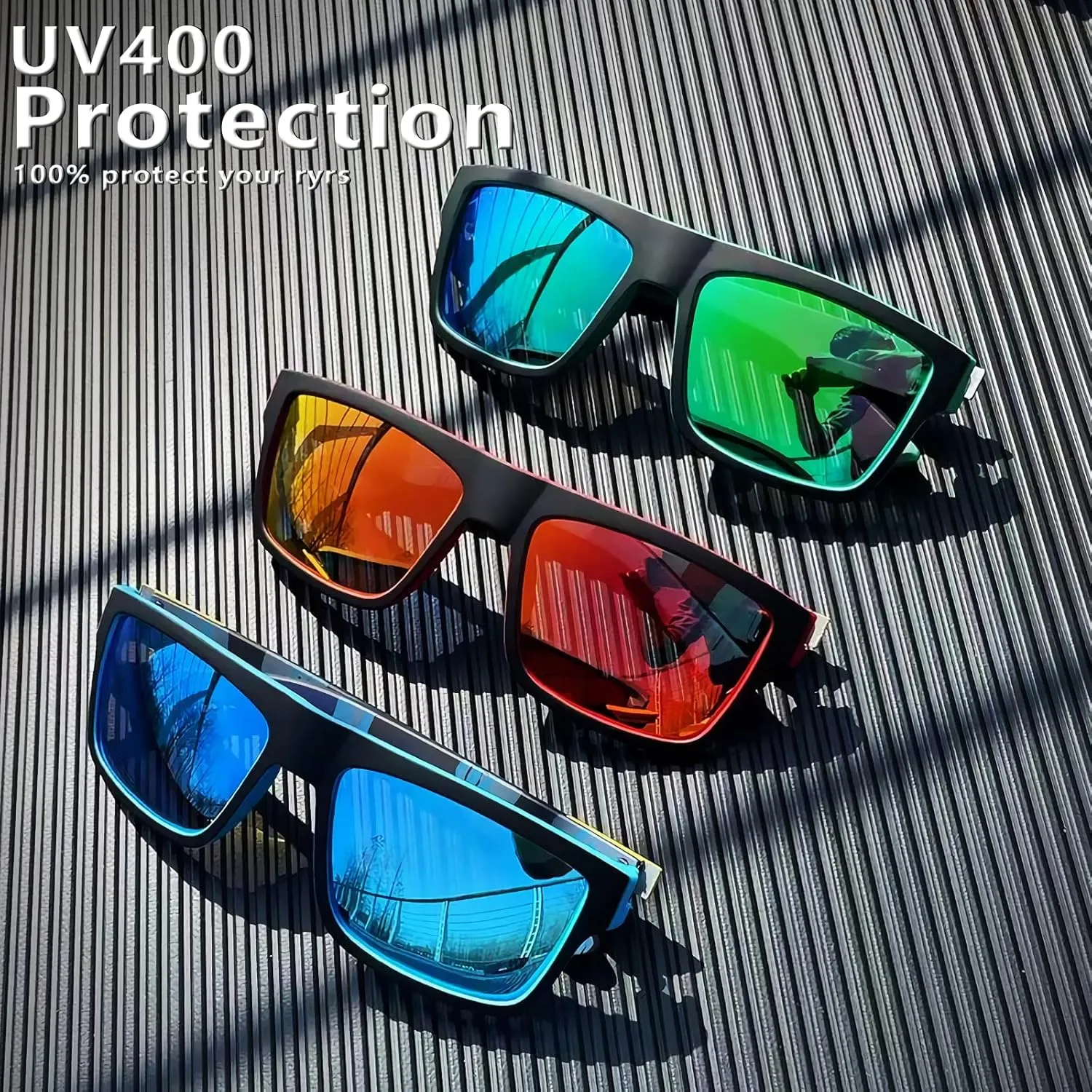 Polarized Sunglasses for Men Sporty Style Driving Travel Sun Glasses Lightweight Square Frame UV Protection Goggles