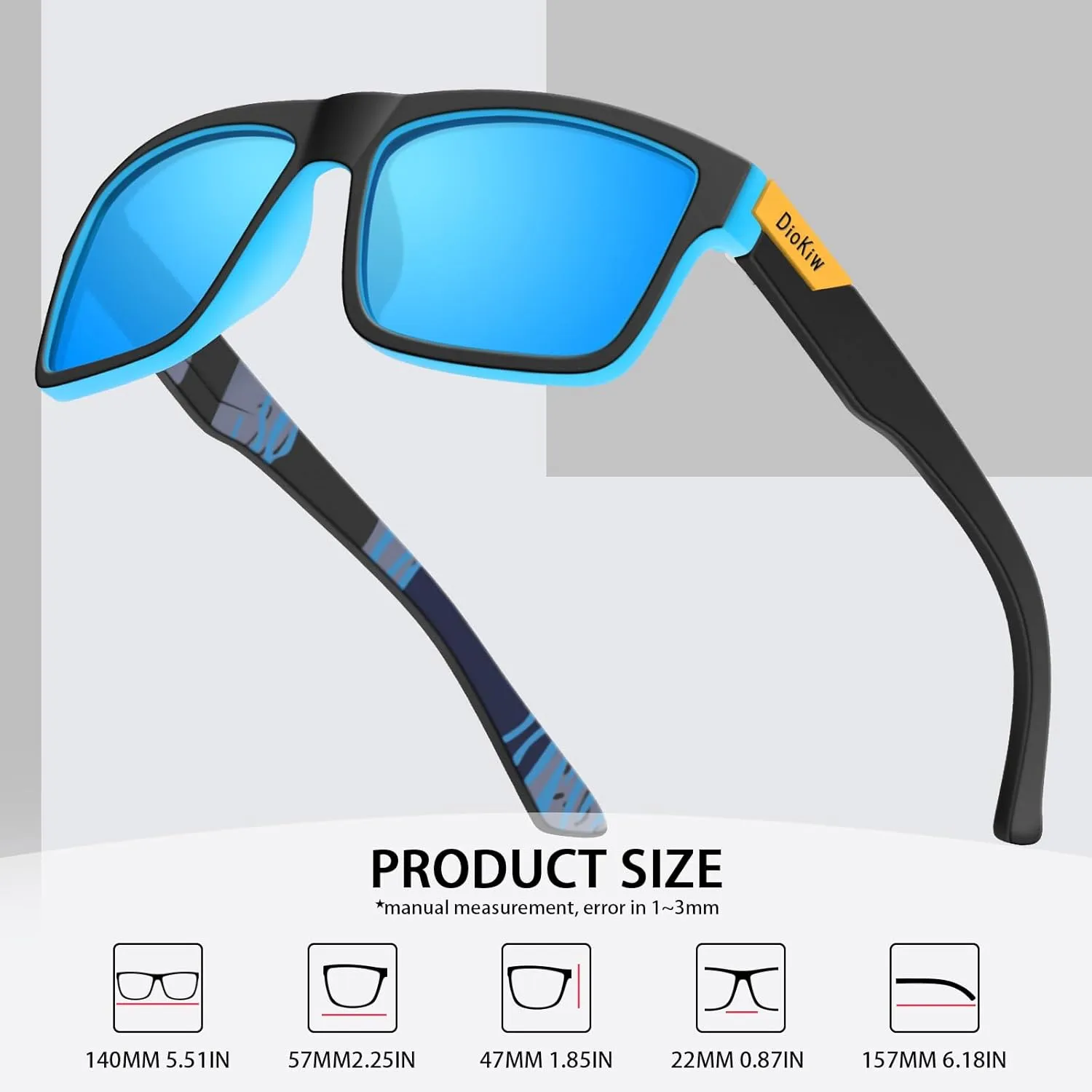 Polarized Sunglasses for Men Sporty Style Driving Travel Sun Glasses Lightweight Square Frame UV Protection Goggles