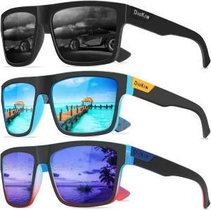 Polarized Sunglasses for Men Sporty Style Driving Travel Sun Glasses Lightweight Square Frame UV Protection Goggles