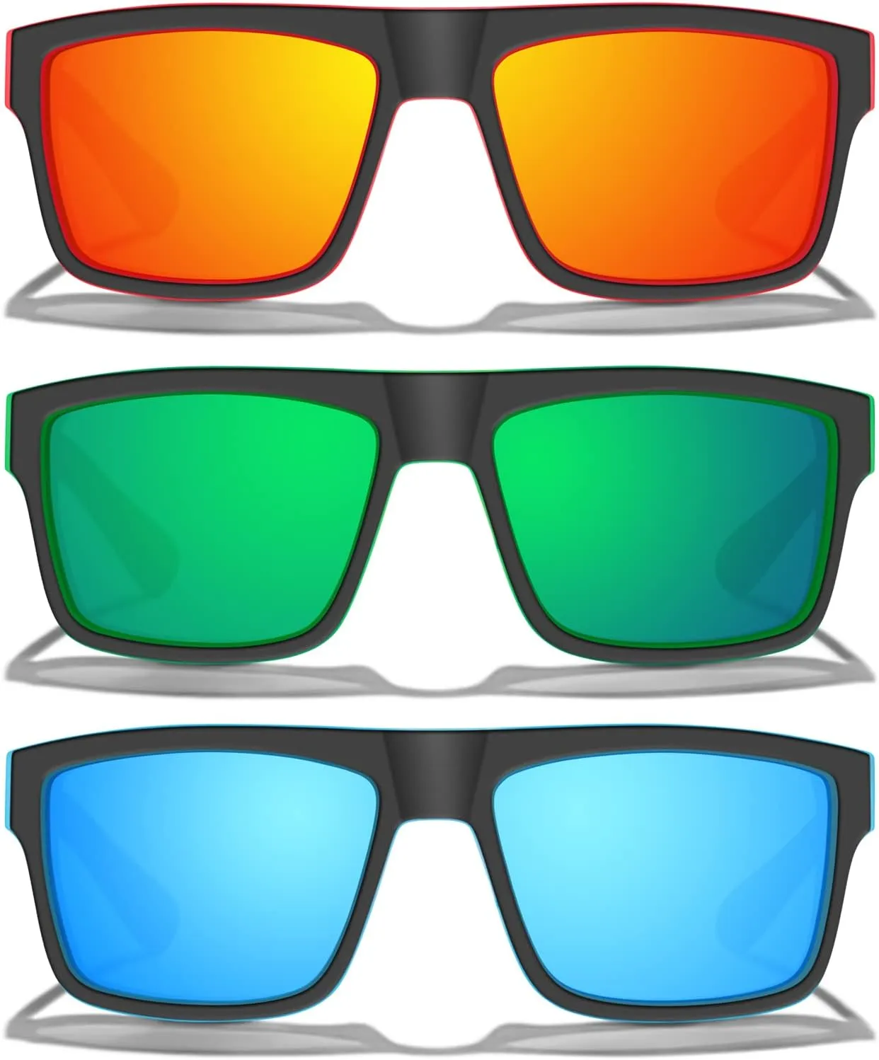 Polarized Sunglasses for Men Sporty Style Driving Travel Sun Glasses Lightweight Square Frame UV Protection Goggles
