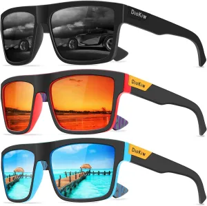Polarized Sunglasses for Men Sporty Style Driving Travel Sun Glasses Lightweight Square Frame UV Protection Goggles