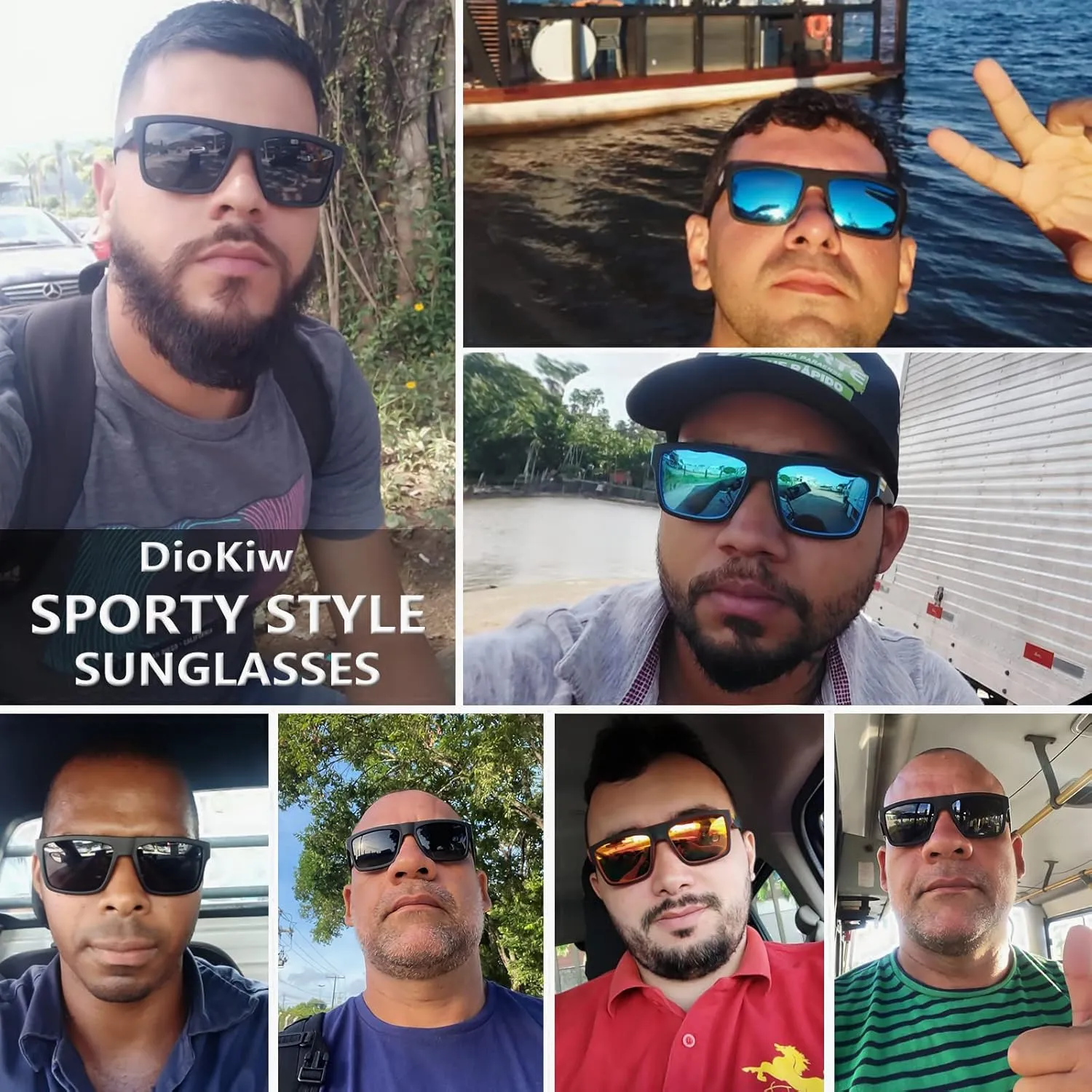 Polarized Sunglasses for Men Sporty Style Driving Travel Sun Glasses Lightweight Square Frame UV Protection Goggles