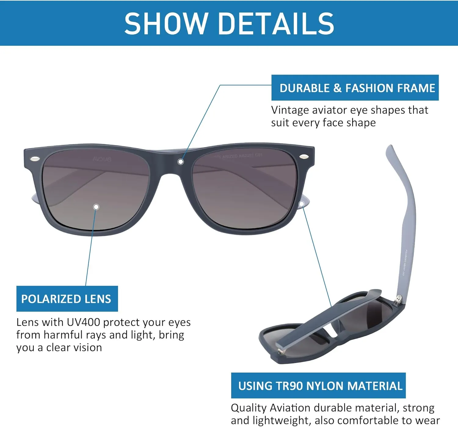 Polarized Sunglasses for Men Women Round Retro Classic Fashion Eyewear UV400 Sun Glasses for Sports 3 Packs