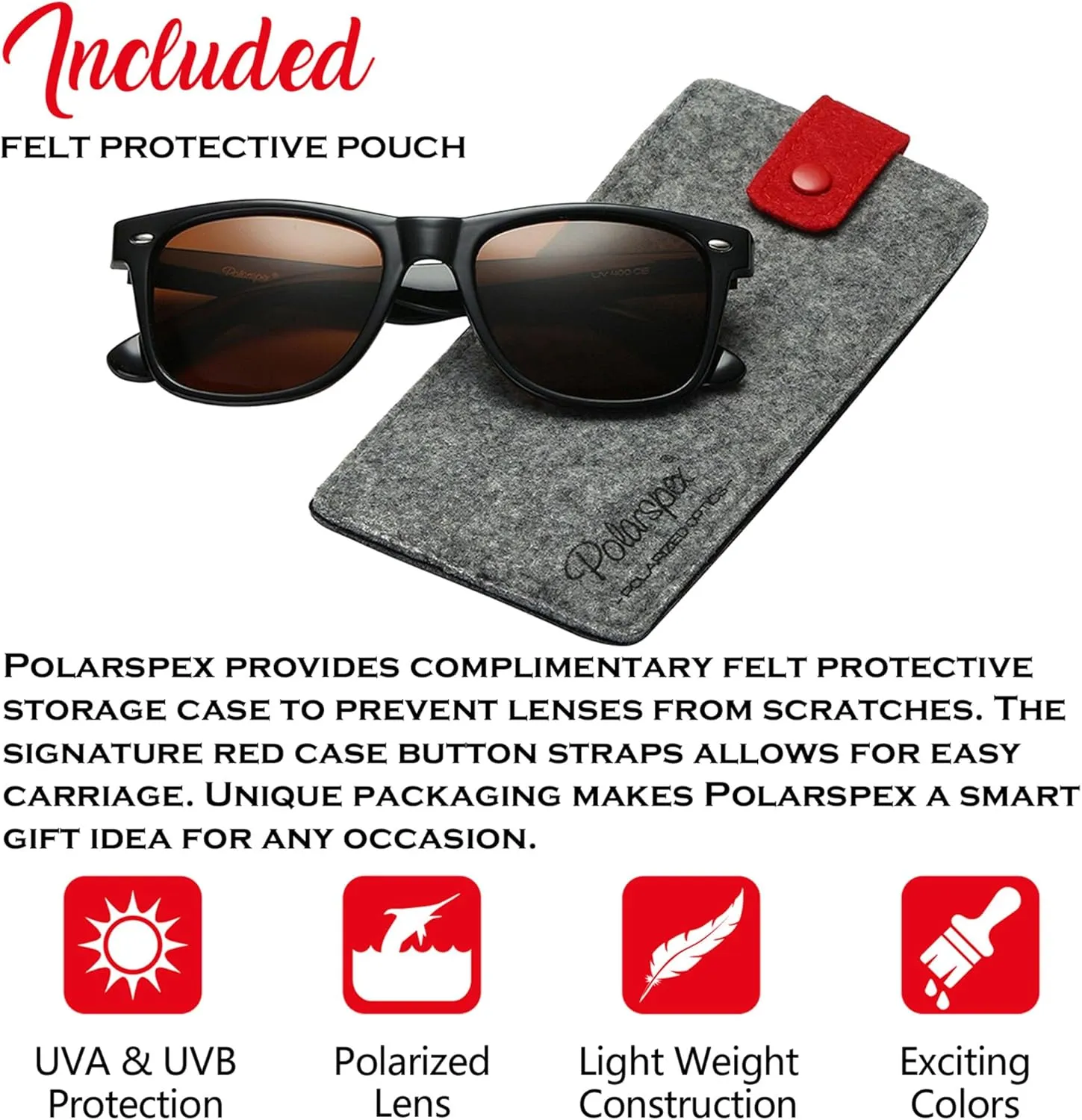 PolarSpex Mens Sunglasses - Retro Sunglasses for Men, Polarized Sunglasses for Womens - Cool Shades for Driving, Fishing