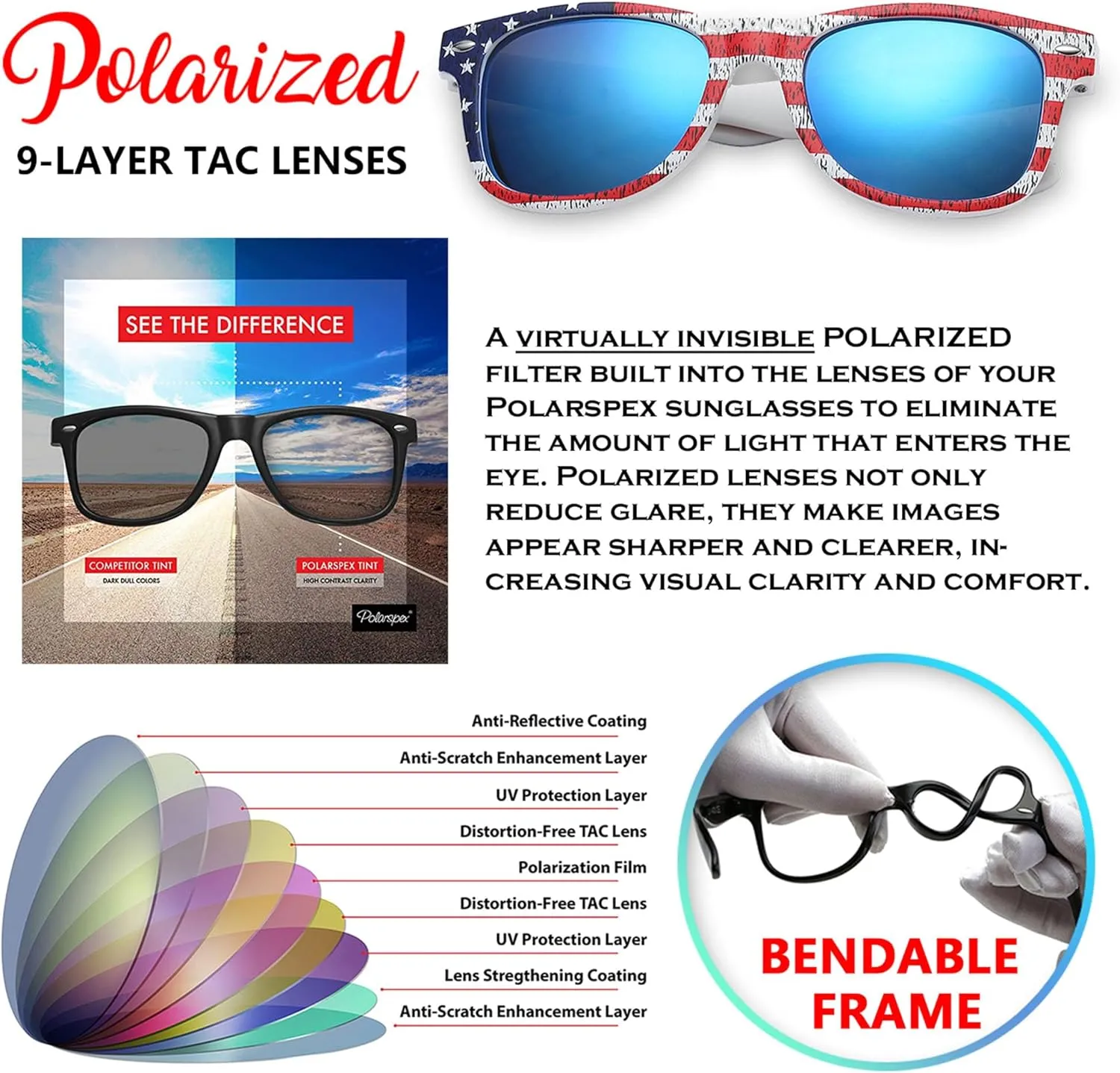 PolarSpex Toddler Sunglasses UV Protection – Unbreakable Kids Polarized Sunglasses with Case for Boys & Girls age 2-8