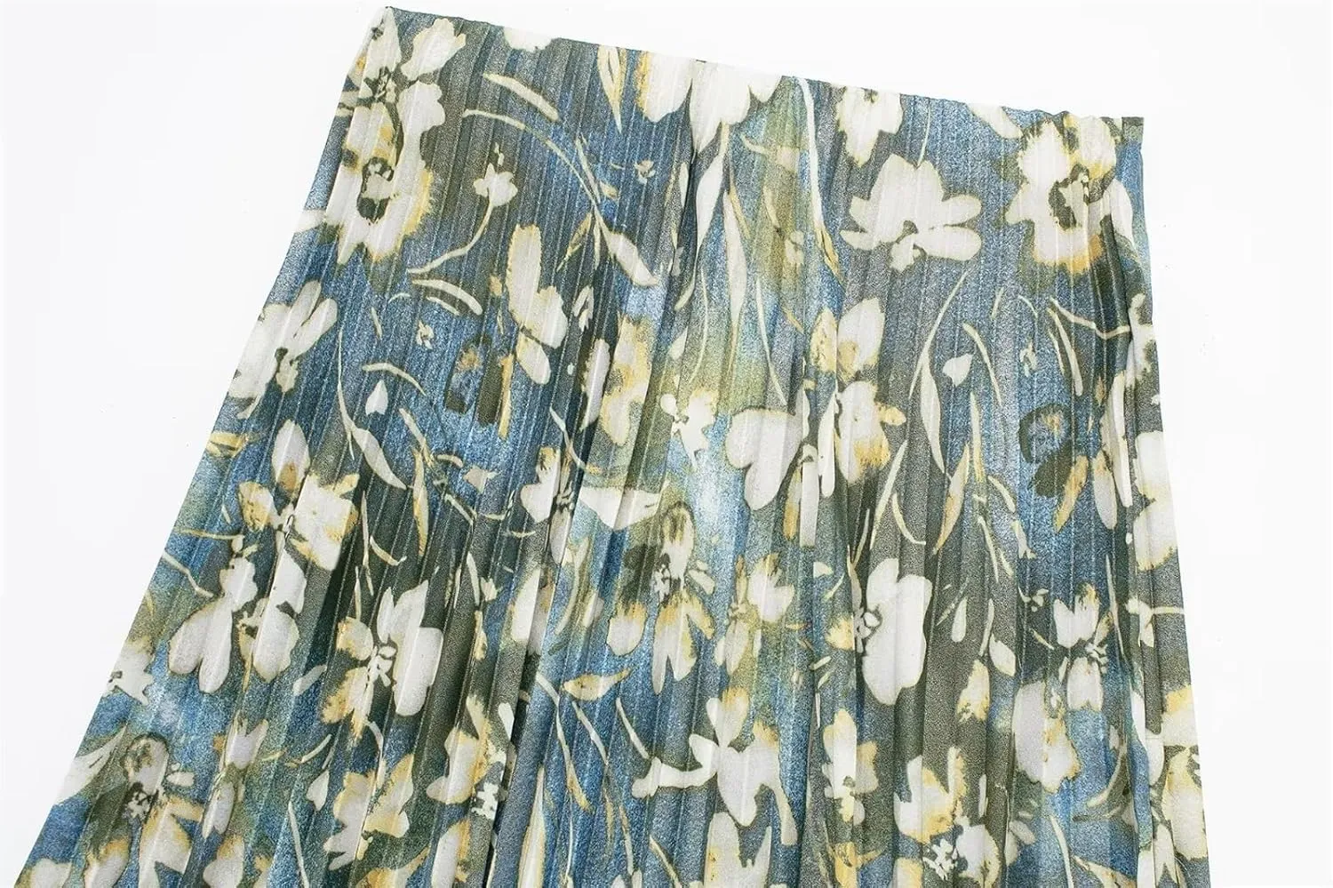 Print Pleated Midi Skirts for Women High Waist Long Skirt Woman Ruched Women's Skirts Spring Women Skirts