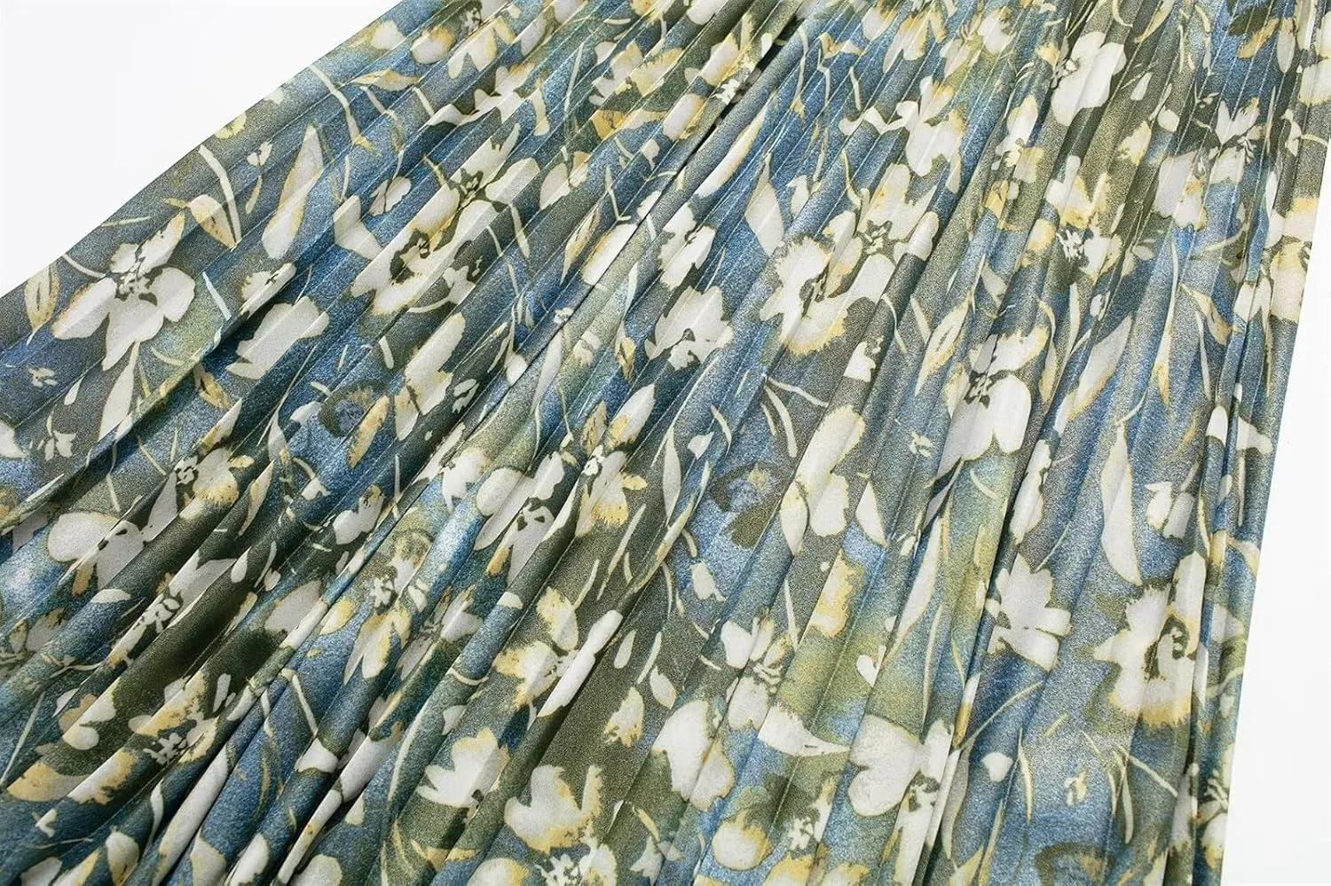 Print Pleated Midi Skirts for Women High Waist Long Skirt Woman Ruched Women's Skirts Spring Women Skirts