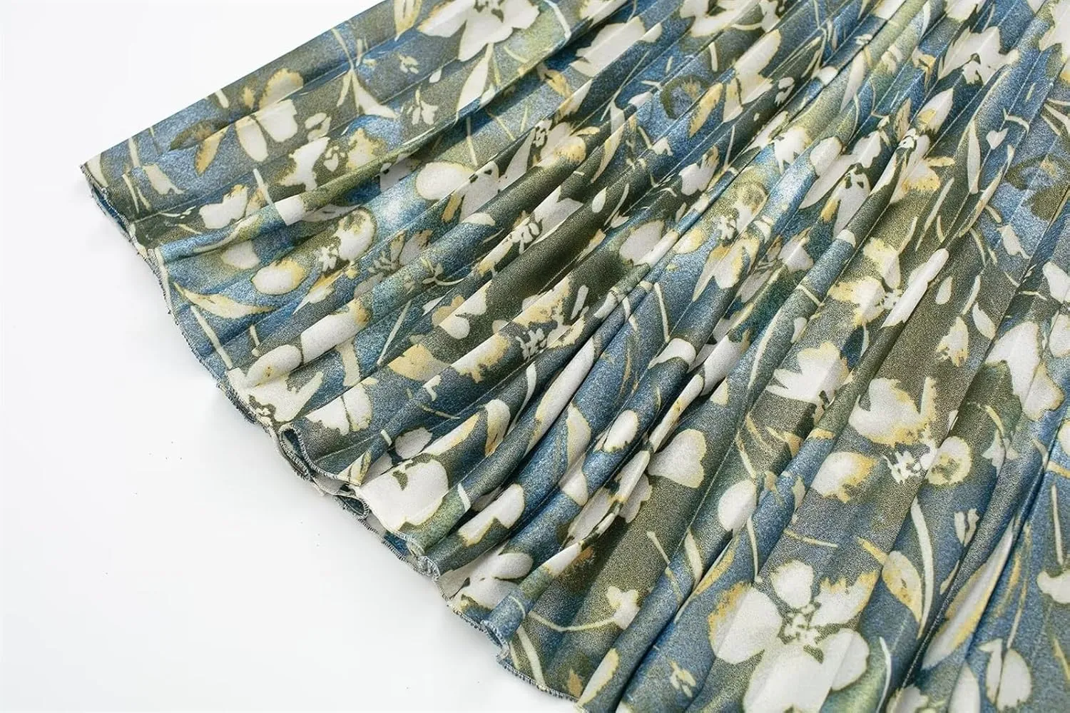 Print Pleated Midi Skirts for Women High Waist Long Skirt Woman Ruched Women's Skirts Spring Women Skirts