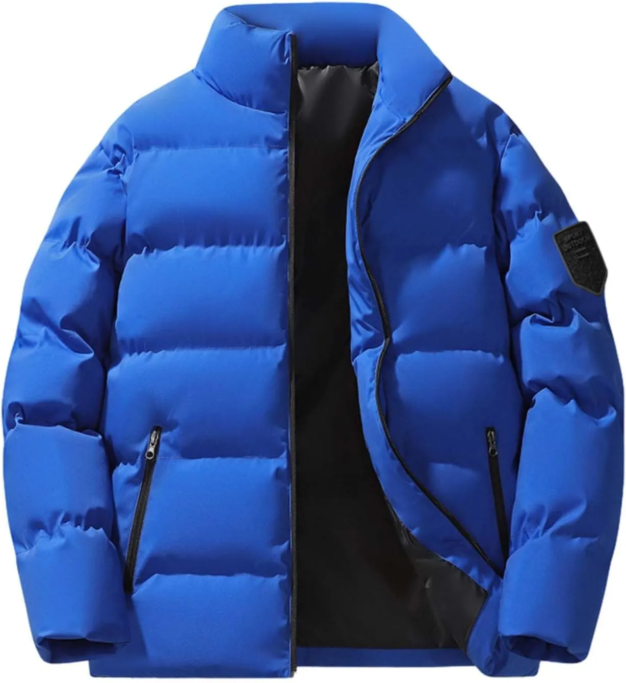 Puffer Jacket Men with Hood Warm Insulated Lightweight Hooded Down Coats Outdoor Winter Windproof Waterproof Jackets Jackets for Men Lightweight(WB-Blue,Medium)