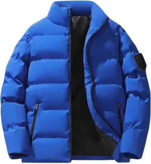 Puffer Jacket Men with Hood Warm Insulated Lightweight Hooded Down Coats Outdoor Winter Windproof Waterproof Jackets Jackets for Men Lightweight(WB-Blue,Medium)