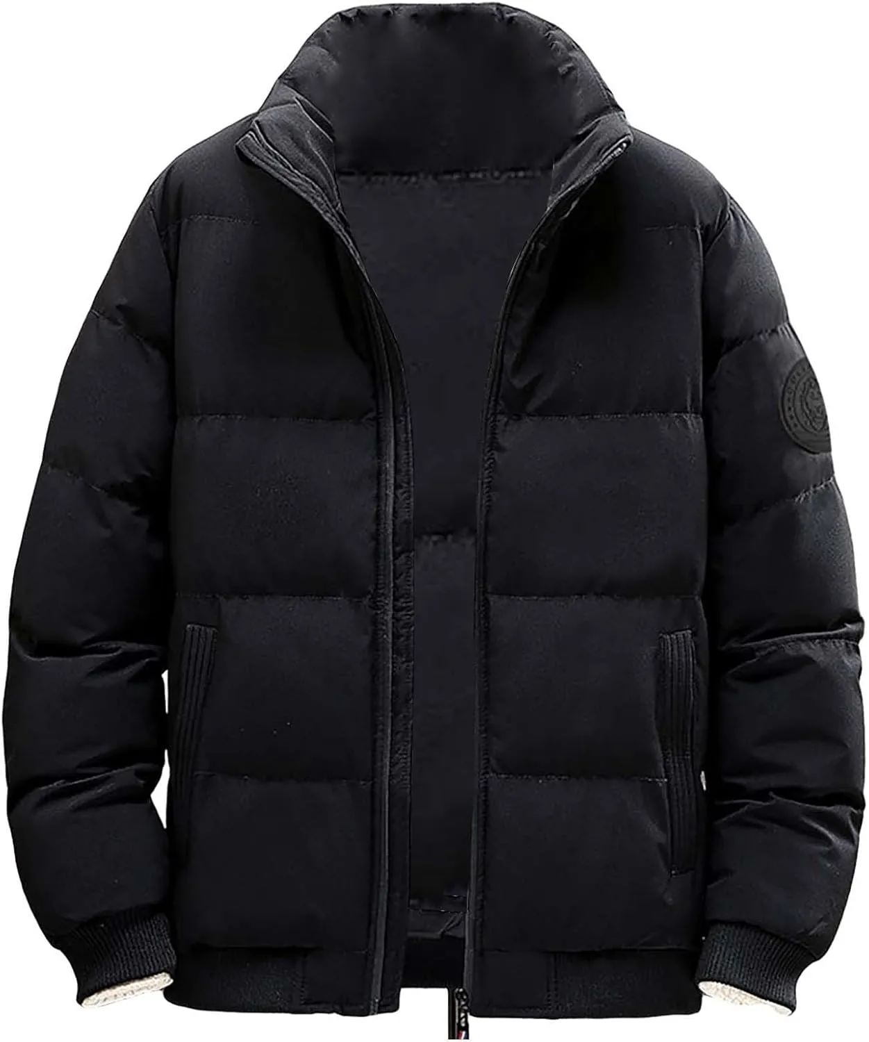 Puffer Jacket Men with Hood Warm Insulated Lightweight Hooded Down Coats Outdoor Winter Windproof Waterproof Jackets Jackets for Men Lightweight(ZC-Black,5X-Large)