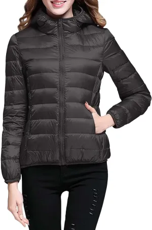 Puffer Jackets for Women Winter Lightweight Down Coats Warm Quilted Short Jackets Zipper Outwear with Pockets