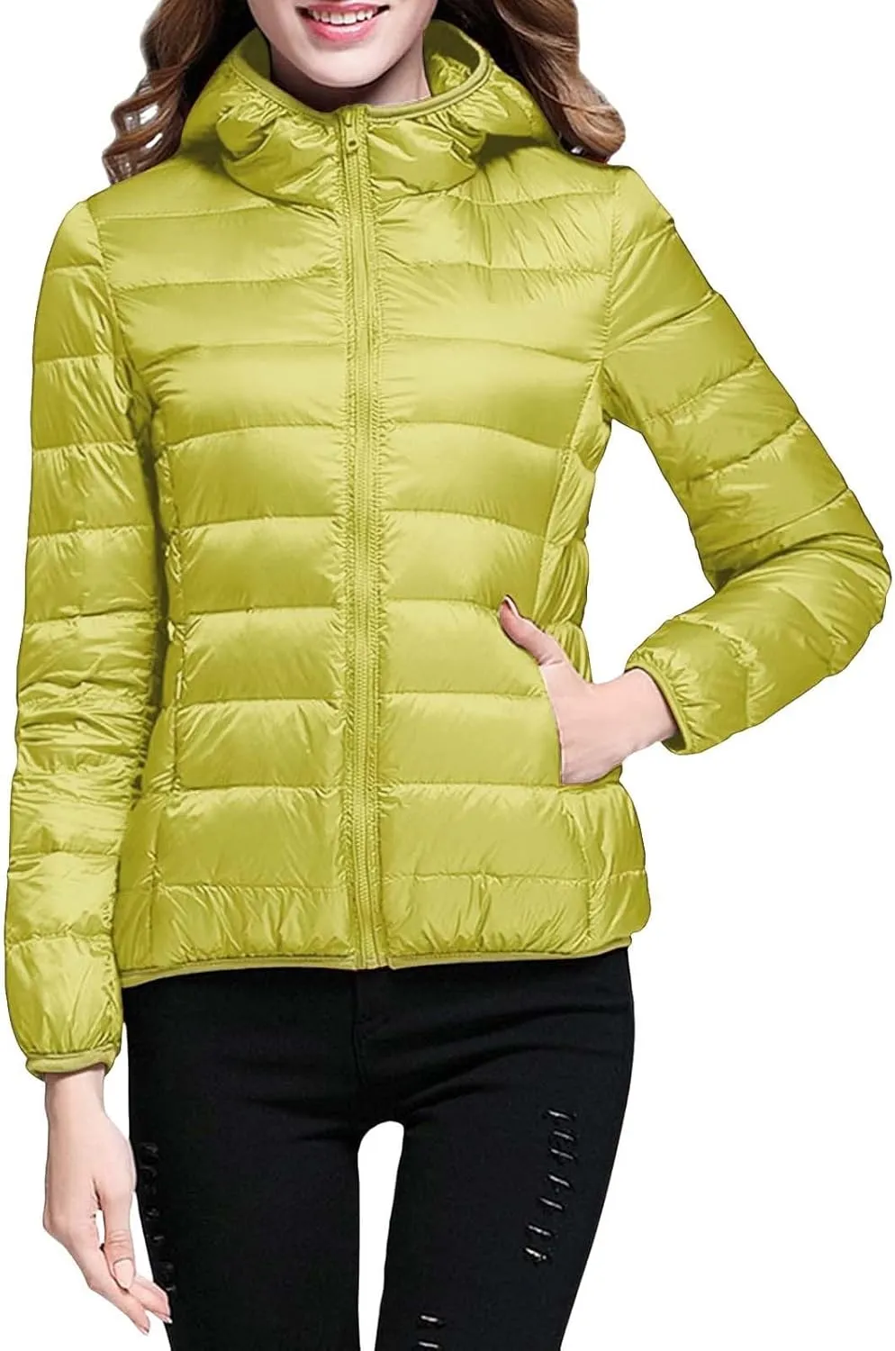 Puffer Jackets for Women Winter Lightweight Down Coats Warm Quilted Short Jackets Zipper Outwear with Pockets