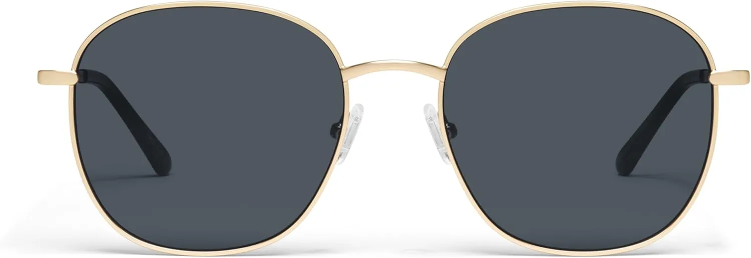 Quay - Womens Sunglasses, Round Lenses with UV Protection, Oversized Sunglasses (Jezabell, Gold)