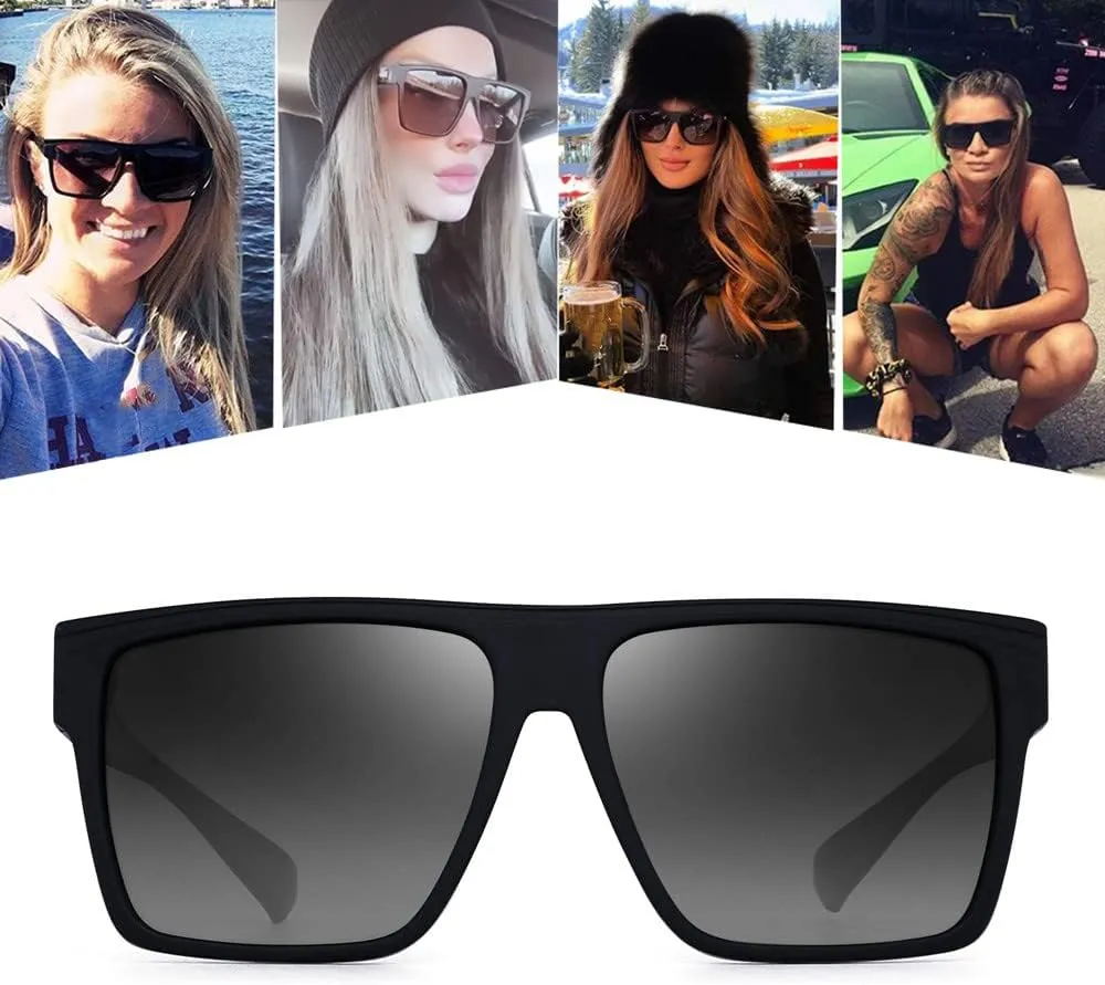 Retro Oversized Polarized Sunglasses Women Men Design Driving Big Large Sunglasses for Women Men Black