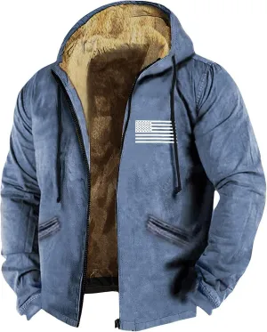 RTRDE Mens Winter Work Coat Zip Up Hoodie Casual Sherpa Lined Jackets Fleece Warm Work Coats Outwear Casual Jacket