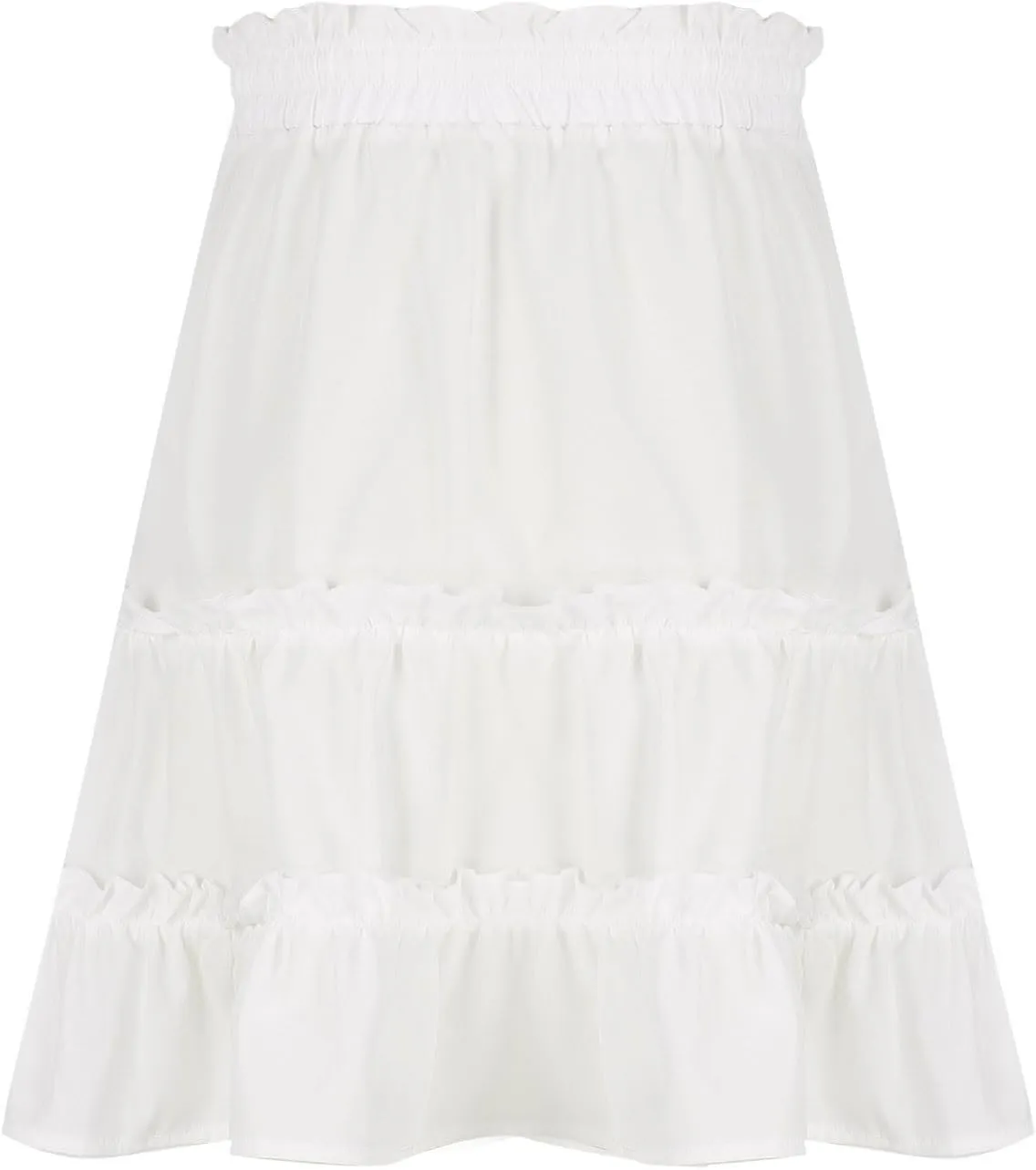 Ruffle Skirts Women Mini Summer Skirts Drawstring Elastic Waist Skirts Flowy Pleated Skirts Short Vacation Skirts
