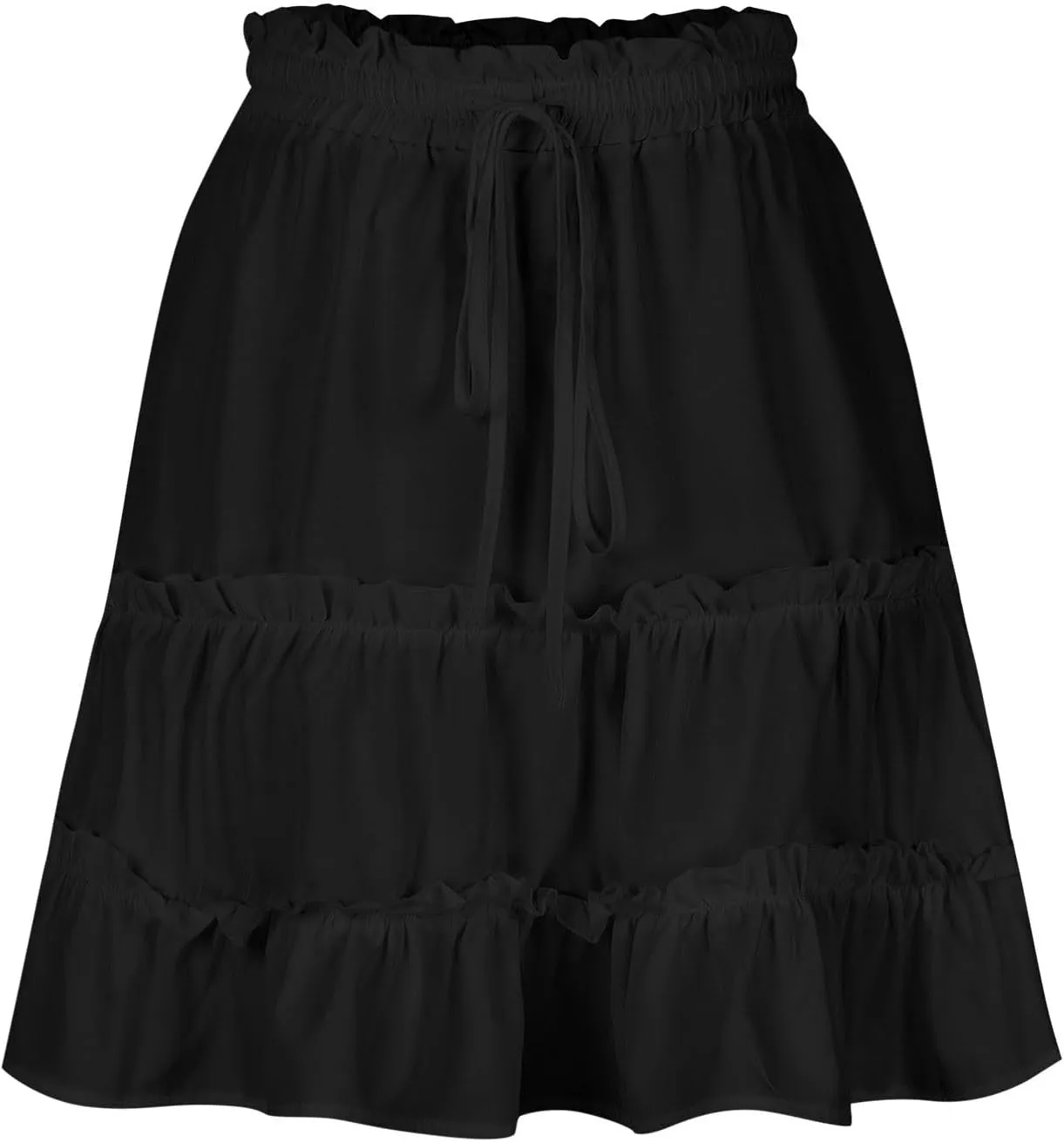 Ruffle Skirts Women Mini Summer Skirts Drawstring Elastic Waist Skirts Flowy Pleated Skirts Short Vacation Skirts