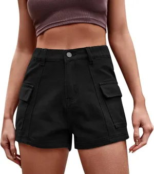Rvidbe Womens Jean Shorts Juniors Casual Summer Comfy Mid Waisted Stretchy Ripped Denim Shorts with Pockets Denim Shorts for Women High Waisted Jean Shorts for Women Plus Size