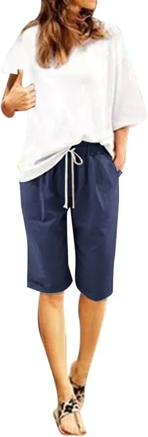 sdbrld Bermuda Shorts for Women Plus Size,Womens Bermuda Shorts for Summer Casual Workout High Waisted Soft Bermuda Shorts