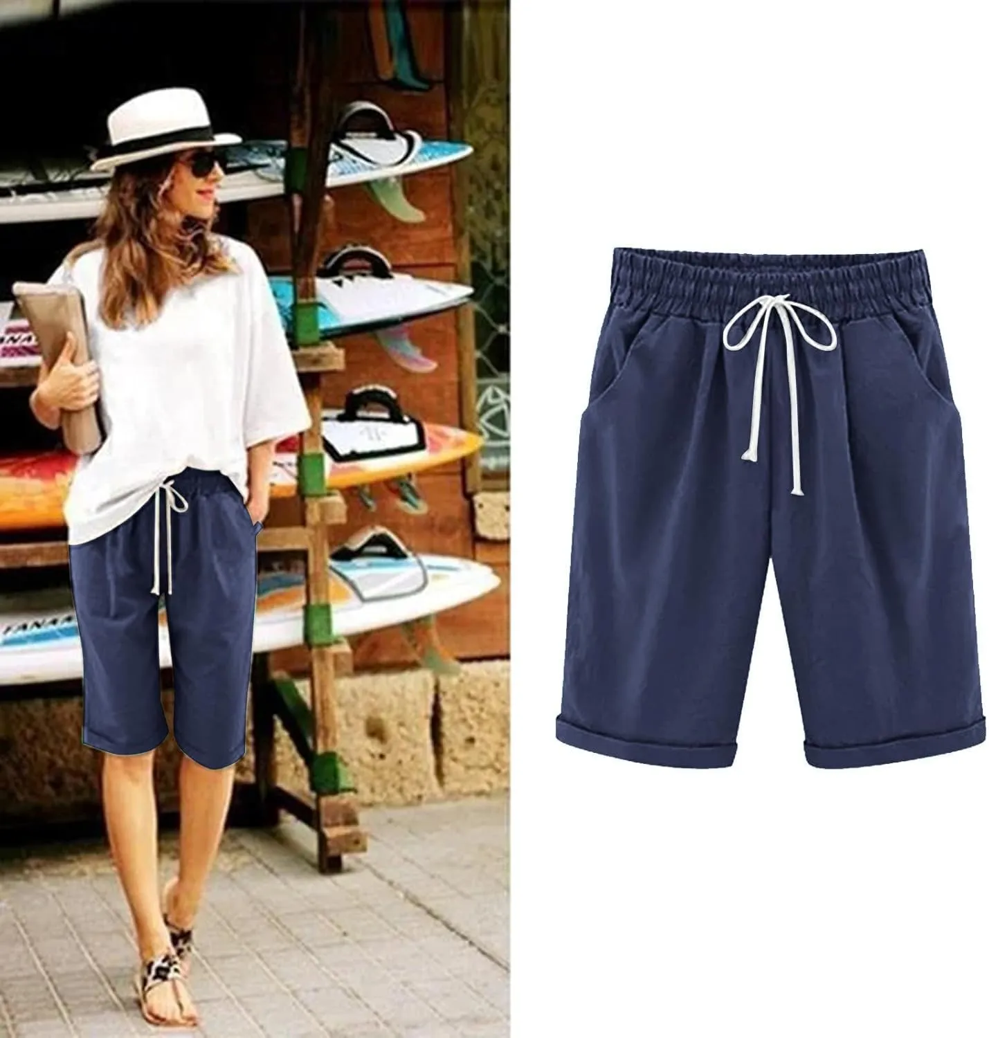 sdbrld Bermuda Shorts for Women Plus Size,Womens Bermuda Shorts for Summer Casual Workout High Waisted Soft Bermuda Shorts
