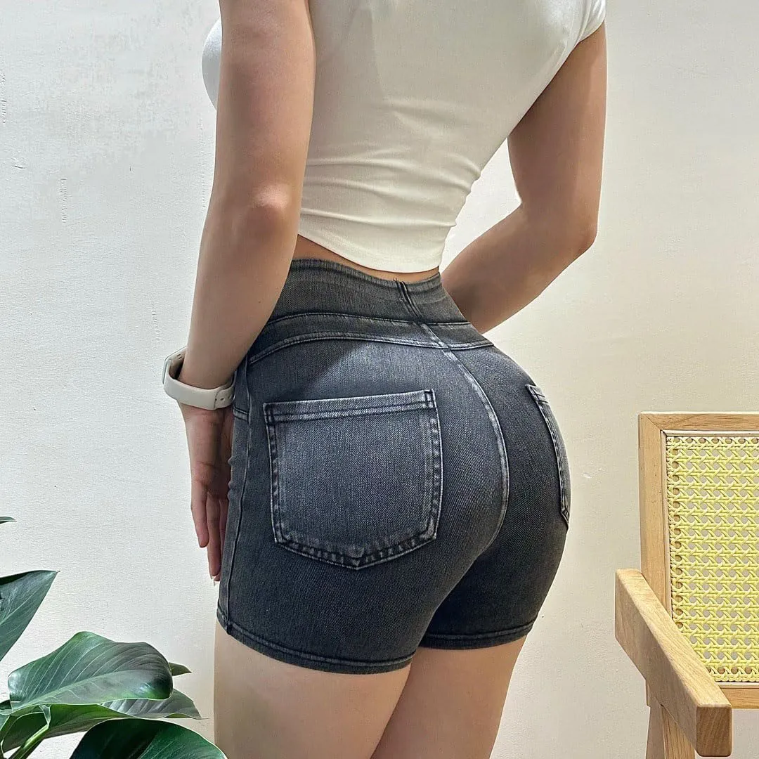 SESERAGI Jean Shorts Womens High Waisted Stretchy Casual Elastic Denim Shorts
