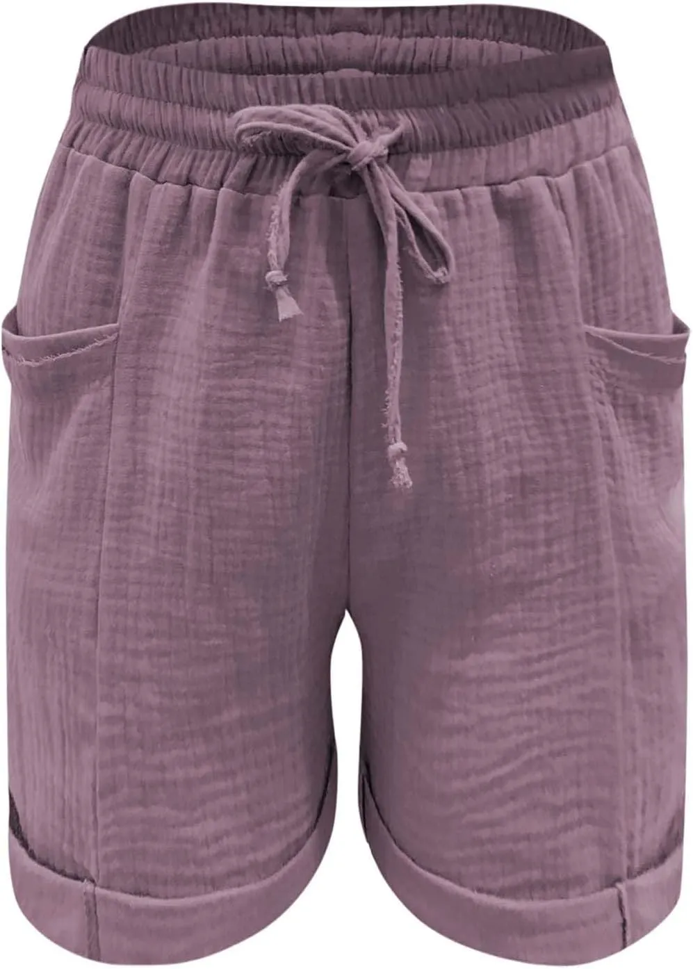 Shorts for Women Linen Shorts Elastic Waist Casual Lightweight with Pockets Cute Drawstring Summer Beach Shorts 2025 Fashion