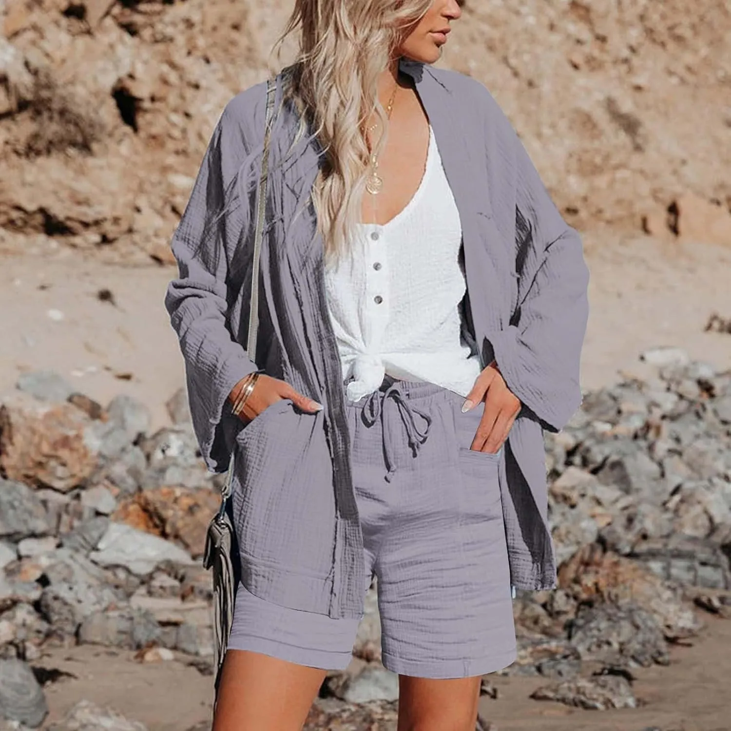 Shorts for Women Linen Shorts Elastic Waist Casual Lightweight with Pockets Cute Drawstring Summer Beach Shorts 2025 Fashion