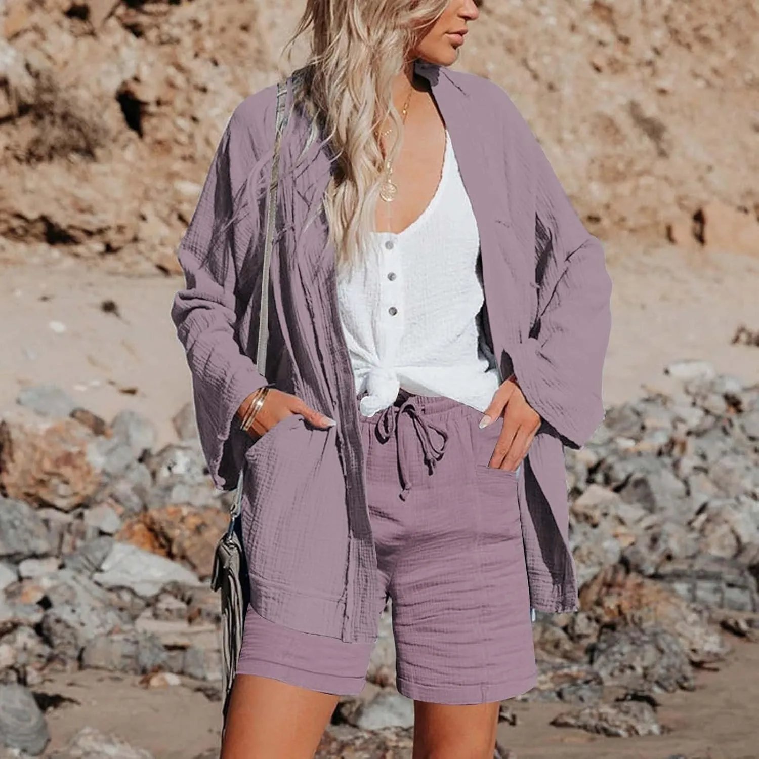 Shorts for Women Linen Shorts Elastic Waist Casual Lightweight with Pockets Cute Drawstring Summer Beach Shorts 2025 Fashion