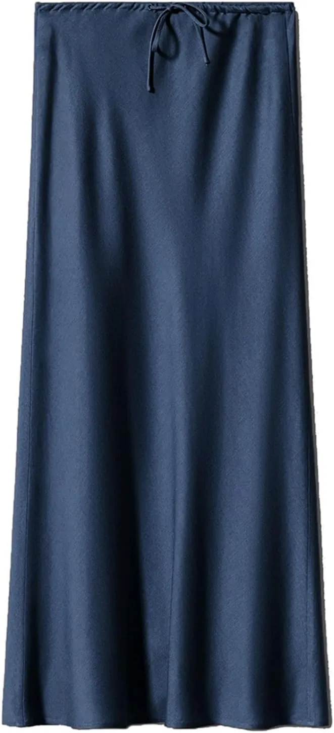 Skirts for Women Trendy Summer Drawstring Elastic Waist Business Casual Formal Long Straight Maxi Pencil Skirt Dress