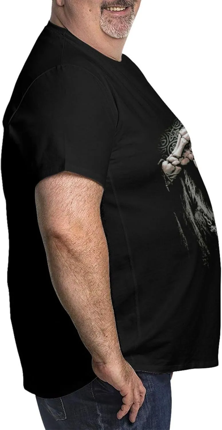 Skull Novelty T-Shirts Plus Size for Big and Tall Large T Shirts Cotton Black Top Tees 1X-6X