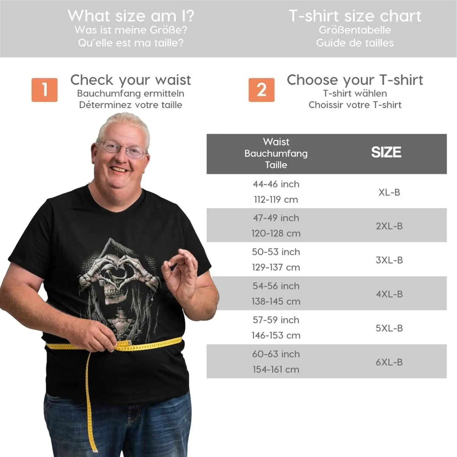 Skull Novelty T-Shirts Plus Size for Big and Tall Large T Shirts Cotton Black Top Tees 1X-6X