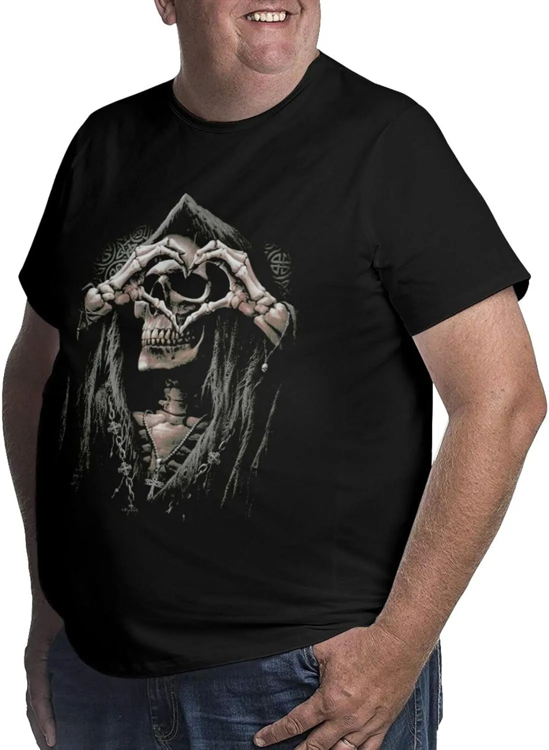 Skull Novelty T-Shirts Plus Size for Big and Tall Large T Shirts Cotton Black Top Tees 1X-6X