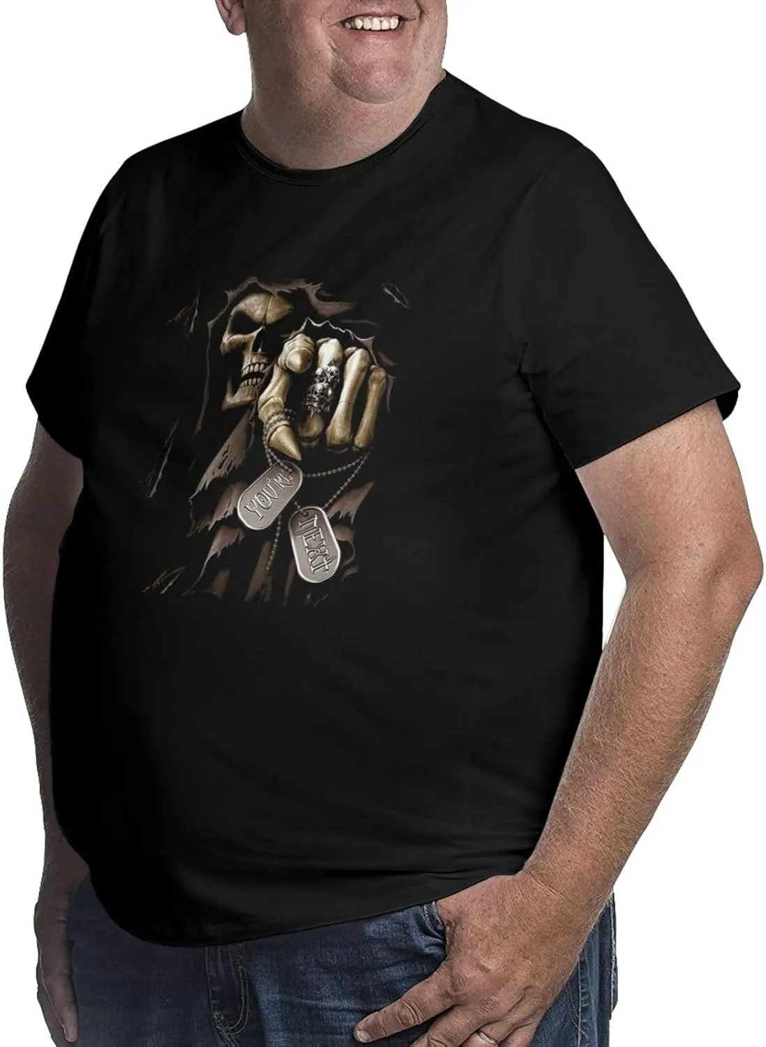 Skull Novelty T-Shirts Plus Size for Big and Tall Large T Shirts Cotton Black Top Tees 1X-6X