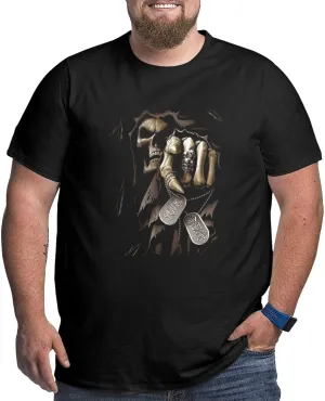 Skull Novelty T-Shirts Plus Size for Big and Tall Large T Shirts Cotton Black Top Tees 1X-6X