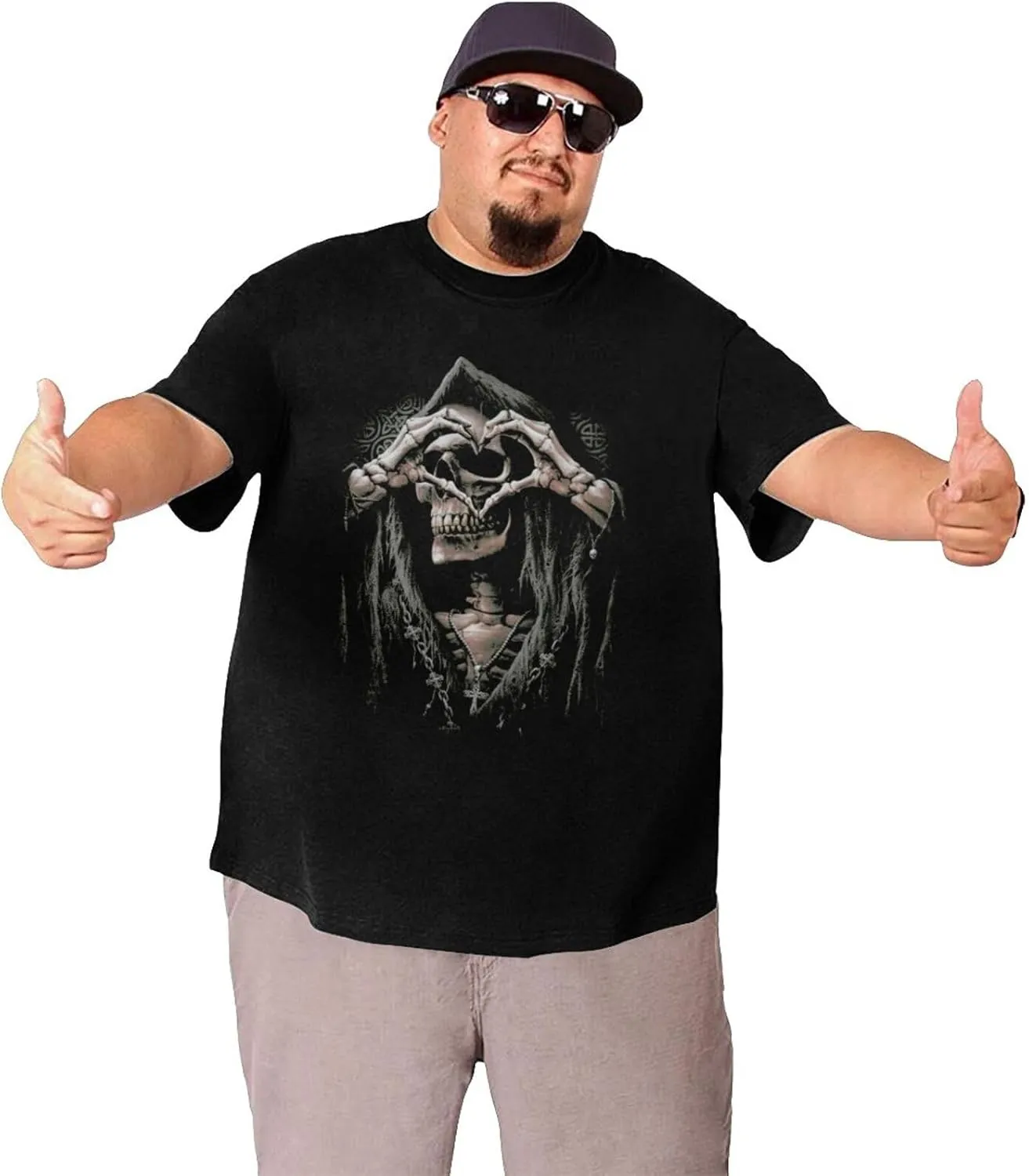 Skull Novelty T-Shirts Plus Size for Big and Tall Large T Shirts Cotton Black Top Tees 1X-6X