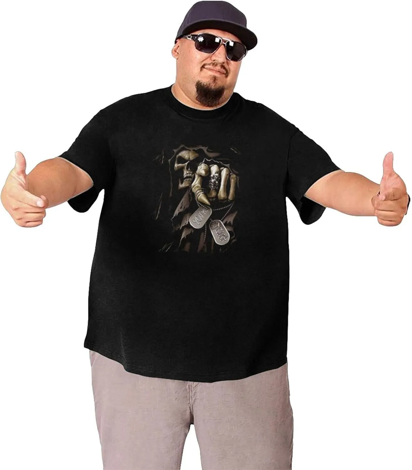 Skull Novelty T-Shirts Plus Size for Big and Tall Large T Shirts Cotton Black Top Tees 1X-6X